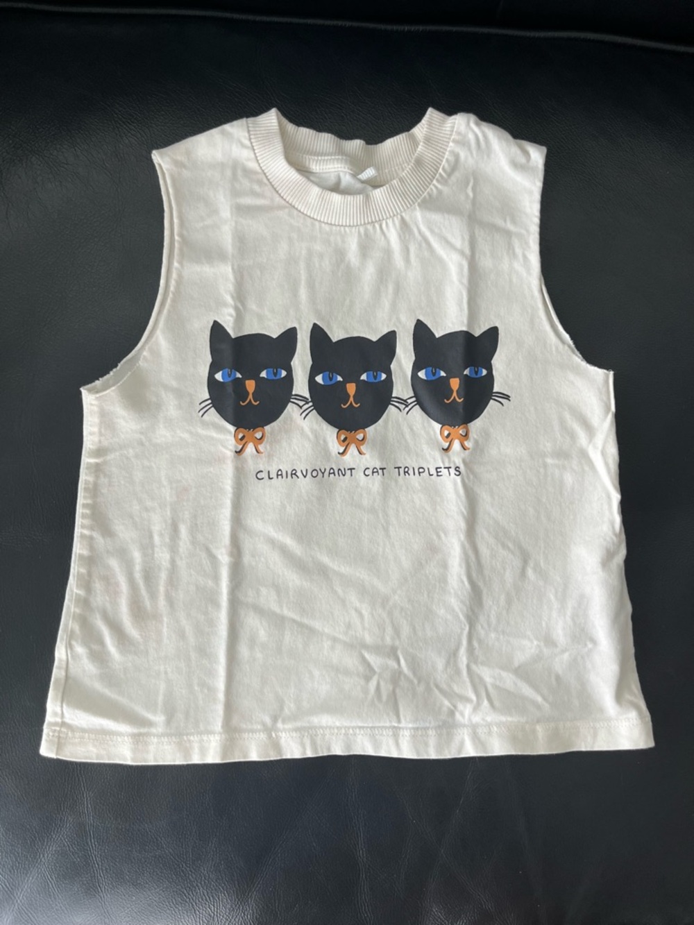 Mini Rodini Clairvoyant Cat Triplets Sleeveless Kids Top - size 3-5